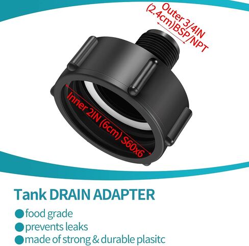 275 330 Gallon IBC Tote Adapter 2" Coarse Thread x 3/4" Garden Hose Male IBC Tote Fitting Drain Adapter Water Tank Hose Adapter(2 Pieces) in Saudi Arabia