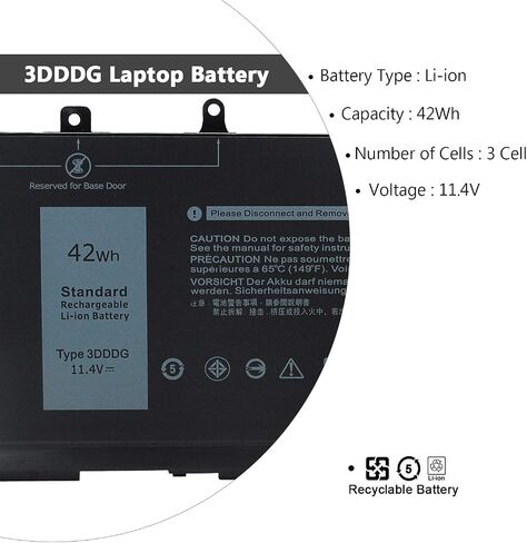 42Wh 3DDDG Laptop Battery Compatible with Dell Latitude 5280 5288 5480 5490 5580 5590 5491 5591 5488 5495 E5280 E5288 E5480 E5490 E5580 E5590 Precision 3520 3530 Series 080JT9 03VC9Y in Saudi Arabia