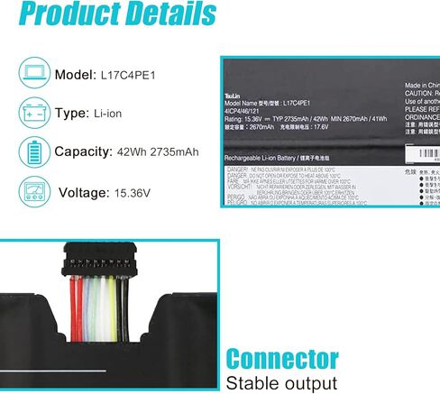 بطارية كمبيوتر محمول L17C4PE1 L17M4PE1 متوافقة مع Lenovo Ideapad 730S-13IWL 81JB Yoga S730-13IWL 81J0 S730-13IML 81U4 Series 5B10R32749 5B10R32748 5B10W67274 5B10W67276 15.36V 42Wh 2735 مللي أمبير in Kuwait