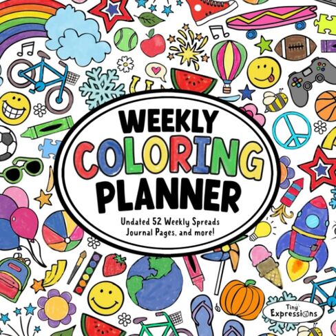 Weekly Coloring Planner for Kids & Teens: Undated 52 Weekly Spreads, Journal Pages & More! in Saudi Arabia