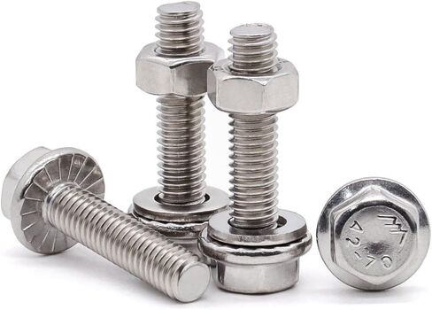 Glvaner (10 Sets) M8 x 35mm Stainless Steel Extra Large Flanged Washer Head Hex Bolt GB 5789 and Hex Nuts & Flat Washers Assortment Full Thread in Saudi Arabia