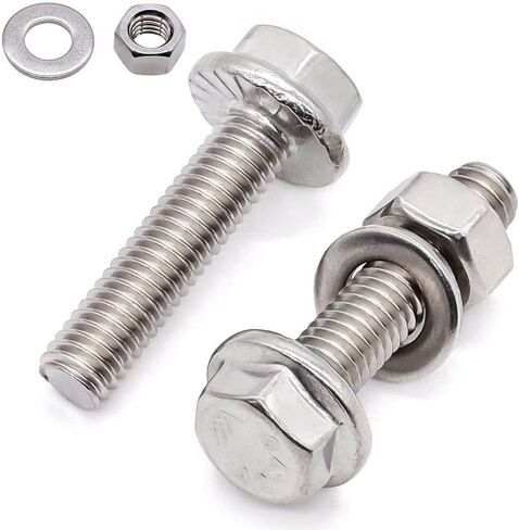 Glvaner (10 Sets) M8 x 35mm Stainless Steel Extra Large Flanged Washer Head Hex Bolt GB 5789 and Hex Nuts & Flat Washers Assortment Full Thread in Saudi Arabia