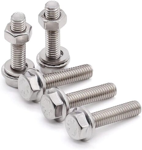 Glvaner (10 Sets) M8 x 35mm Stainless Steel Extra Large Flanged Washer Head Hex Bolt GB 5789 and Hex Nuts & Flat Washers Assortment Full Thread in Saudi Arabia