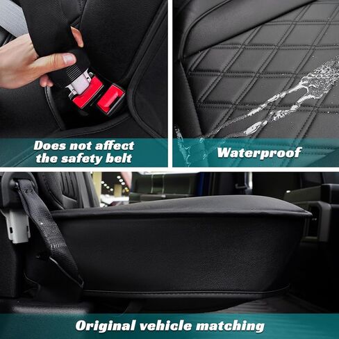 CarQiWireless Rear & Front Seat Covers Full Set 5 pcs for Ford F150 2009-2024 XL XLT Lariat King Ranch Platinum Tremor Crew Cab Pickup for F250 F350 F450 2017-2024 Waterproof Leather Cushion in Kuwait