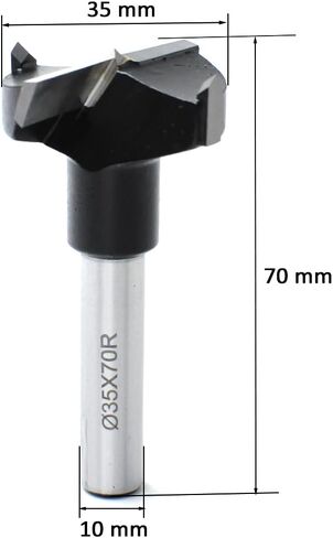 35mm Diameter Carbide Tipped Hinge Boring Bit - 35mm Dia x 70mm Long x 10mm Shank, Left hand rotation in Kuwait