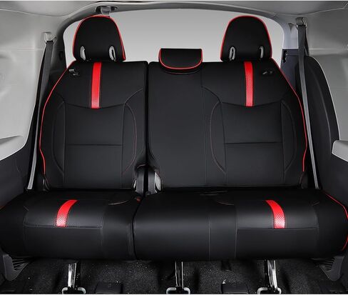 PTYYDS Fit 2021-2024 Toyota Sienna Seat Covers Leather Car Seat Covers for 2021 2022 2023 2024 Toyota Sienna XLE(7 Seats),Woodland Edition,XSE,Platinum 3-Row Accessories (Black with Red Carbon Fiber) in Kuwait