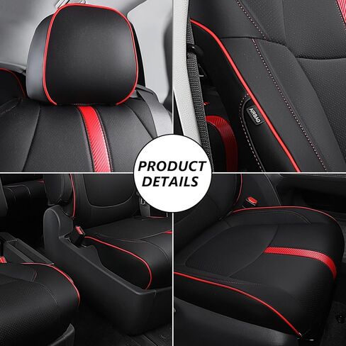 PTYYDS Fit 2021-2024 Toyota Sienna Seat Covers Leather Car Seat Covers for 2021 2022 2023 2024 Toyota Sienna XLE(7 Seats),Woodland Edition,XSE,Platinum 3-Row Accessories (Black with Red Carbon Fiber) in Kuwait