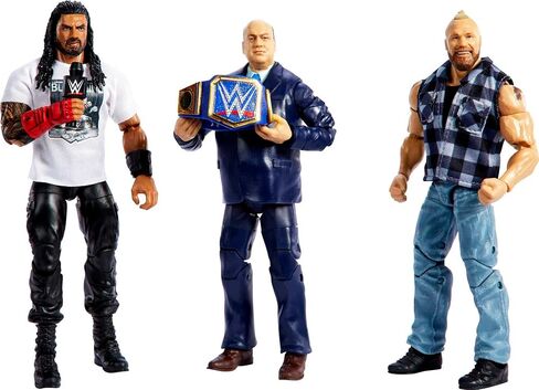 Mattel Action Figure 3-Pack Tribal Chief vs Beast IncarnateRoman Reigns Brock Lesnar وPaul Heyman Elite Collection مع بطولة عالمية وأيدي قابلة للتبديل in Saudi Arabia