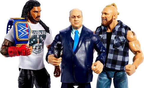 Mattel Action Figure 3-Pack Tribal Chief vs Beast IncarnateRoman Reigns Brock Lesnar وPaul Heyman Elite Collection مع بطولة عالمية وأيدي قابلة للتبديل in Saudi Arabia