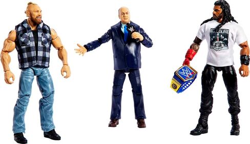 Mattel Action Figure 3-Pack Tribal Chief vs Beast IncarnateRoman Reigns Brock Lesnar وPaul Heyman Elite Collection مع بطولة عالمية وأيدي قابلة للتبديل in Saudi Arabia