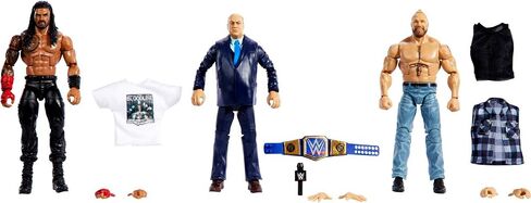 Mattel Action Figure 3-Pack Tribal Chief vs Beast IncarnateRoman Reigns Brock Lesnar وPaul Heyman Elite Collection مع بطولة عالمية وأيدي قابلة للتبديل in Saudi Arabia