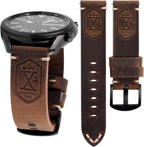 أحزمة متوافقة مع Garmin Venu 2/3/Vivoactive 4 45mm/Samsung Galaxy Watch 3 45mm/Gear S3 Frontier/Classic/Galaxy Watch 46mm، 22mm سوار جلدي عتيق للرجال والنساء in Kuwait