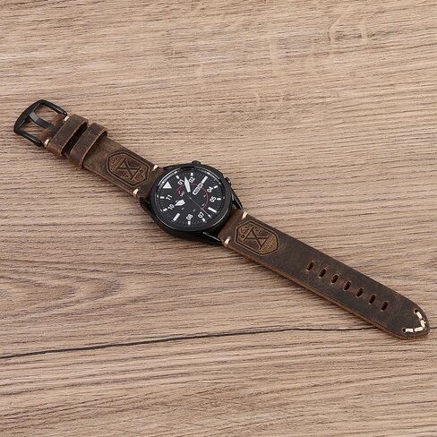 أحزمة متوافقة مع Garmin Venu 2/3/Vivoactive 4 45mm/Samsung Galaxy Watch 3 45mm/Gear S3 Frontier/Classic/Galaxy Watch 46mm، 22mm سوار جلدي عتيق للرجال والنساء in Kuwait