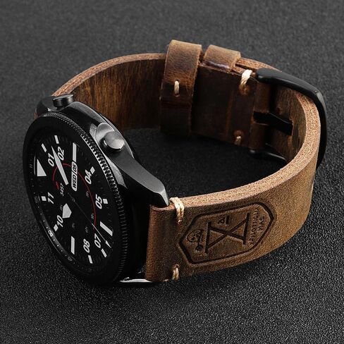 أحزمة متوافقة مع Garmin Venu 2/3/Vivoactive 4 45mm/Samsung Galaxy Watch 3 45mm/Gear S3 Frontier/Classic/Galaxy Watch 46mm، 22mm سوار جلدي عتيق للرجال والنساء in Kuwait
