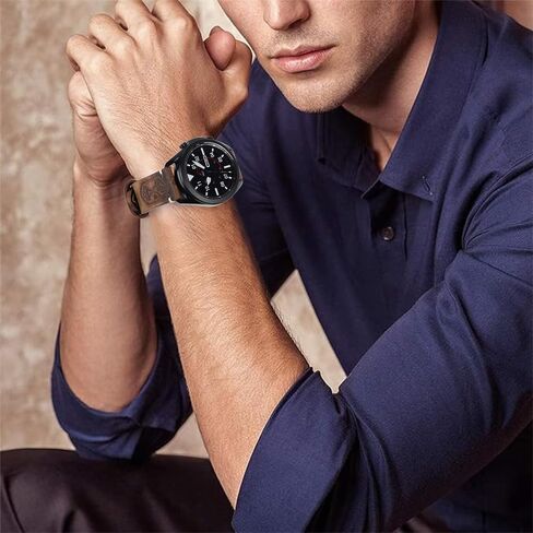 أحزمة متوافقة مع Garmin Venu 2/3/Vivoactive 4 45mm/Samsung Galaxy Watch 3 45mm/Gear S3 Frontier/Classic/Galaxy Watch 46mm، 22mm سوار جلدي عتيق للرجال والنساء in Kuwait