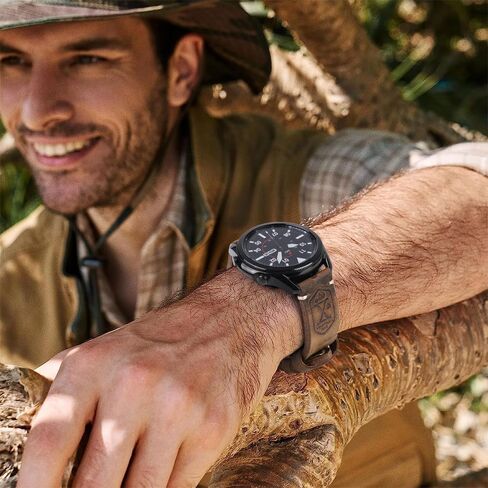 أحزمة متوافقة مع Garmin Venu 2/3/Vivoactive 4 45mm/Samsung Galaxy Watch 3 45mm/Gear S3 Frontier/Classic/Galaxy Watch 46mm، 22mm سوار جلدي عتيق للرجال والنساء in Kuwait