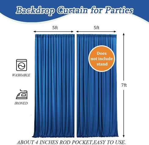 10 x 7 Feet Blue-Green Backdrop Curtain for Partie, Background Curtains for Photoshoot, Birthday, Wedding, Valentine's Day, Mardi Gras, Easter, Mother's Day Party Decorations 5Ft x 7Ft, 2 Panels in Kuwait
