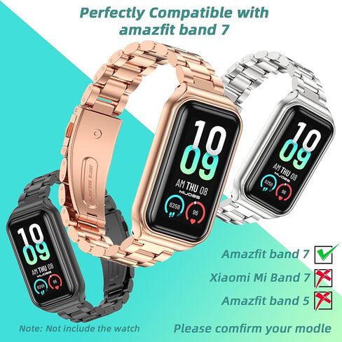 حزام MIJOBS لساعة Amazfit Band 7 المعدنية البديلة، حزام ساعة متوافق مع ساعة Amazfit 7 الذكية لتتبع اللياقة البدنية in Saudi Arabia