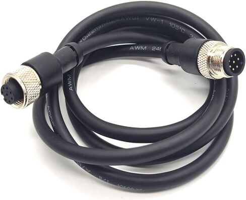 M12 8-Pin Extensin Cable A Coding Male to Female Straight Connector AWG24 PVC Black Cable 1 Meter in Saudi Arabia
