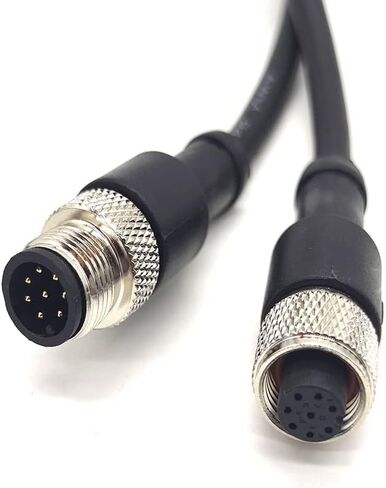 M12 8-Pin Extensin Cable A Coding Male to Female Straight Connector AWG24 PVC Black Cable 1 Meter in Saudi Arabia