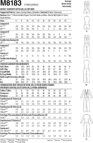 McCall's M8183A5 Misses' Tuxedo Jumpsuit Sewing Patterns Kit, Design Code M8183, Sizes 6-14 in Saudi Arabia