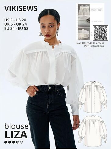 Sewing Patterns for Women - Liza Blouse Sewing Pattern for Women, Size US2 - US20 Plus Size - Appropriate for Beginners with Easy to Follow Sewing Instruction in Saudi Arabia