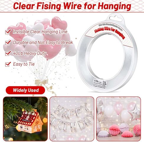 4 قطع سلك صيد شفاف، خط صيد السمك بطول 2624 قدم من النايلون أحادي الخيط 0.3/0.45 مم سلك غير مرئي سلسلة شفافة لتعليق ديكورات البالونات والحرف اليدوية وخياطة الخرز in Kuwait