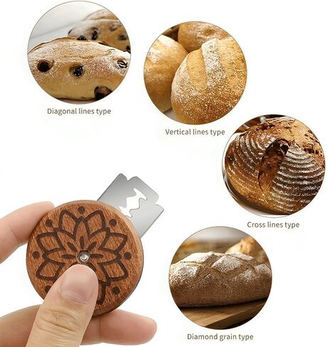 أداة تسجيل الخبز الخشبية UFO، قاطعة الخبز لخبازات الخبز المصنوعة منزليًا، مع حقيبة جلدية واحدة و5 شفرات حلاقة. in Kuwait