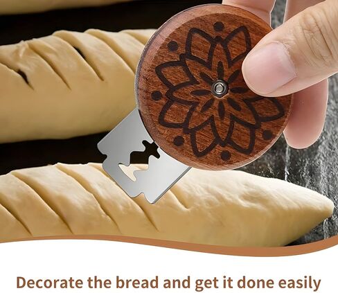 أداة تسجيل الخبز الخشبية UFO، قاطعة الخبز لخبازات الخبز المصنوعة منزليًا، مع حقيبة جلدية واحدة و5 شفرات حلاقة. in Kuwait