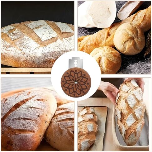 أداة تسجيل الخبز الخشبية UFO، قاطعة الخبز لخبازات الخبز المصنوعة منزليًا، مع حقيبة جلدية واحدة و5 شفرات حلاقة. in Kuwait