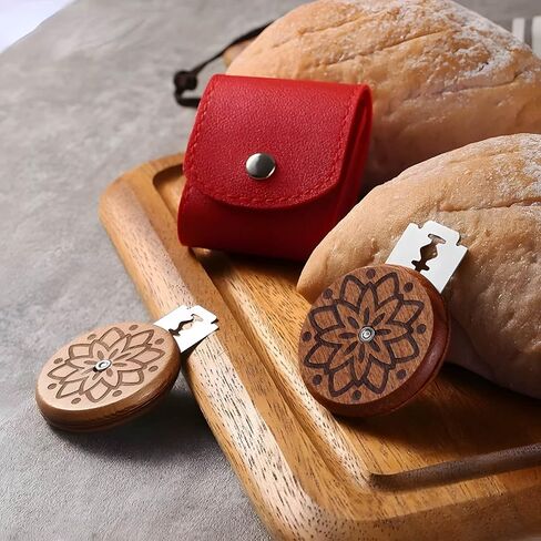أداة تسجيل الخبز الخشبية UFO، قاطعة الخبز لخبازات الخبز المصنوعة منزليًا، مع حقيبة جلدية واحدة و5 شفرات حلاقة. in Kuwait