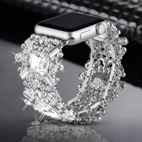 VIQIV Bling Bands Compatible with Apple Watch Band 38mm 40mm 41mm 42mm 44mm 45mm 49mm Iwatch Series SE 9 8 7 6 5 4 3 2 Ultra, Diamond Rhinestone Dressy Metal Wristband Strap for Women in Saudi Arabia