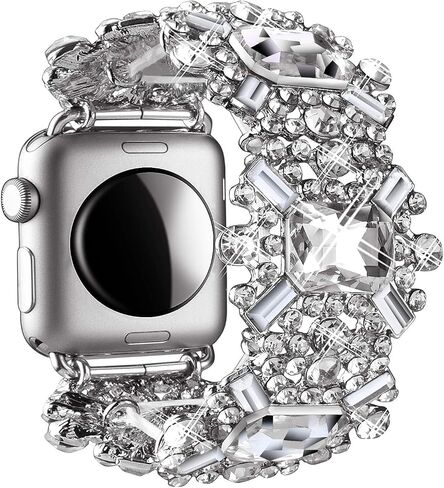 VIQIV Bling Bands Compatible with Apple Watch Band 38mm 40mm 41mm 42mm 44mm 45mm 49mm Iwatch Series SE 9 8 7 6 5 4 3 2 Ultra, Diamond Rhinestone Dressy Metal Wristband Strap for Women in Saudi Arabia