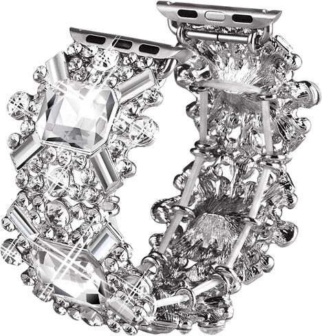 VIQIV Bling Bands Compatible with Apple Watch Band 38mm 40mm 41mm 42mm 44mm 45mm 49mm Iwatch Series SE 9 8 7 6 5 4 3 2 Ultra, Diamond Rhinestone Dressy Metal Wristband Strap for Women in Saudi Arabia