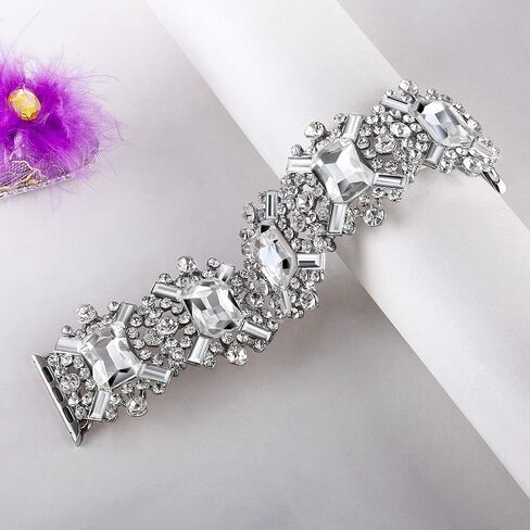 VIQIV Bling Bands Compatible with Apple Watch Band 38mm 40mm 41mm 42mm 44mm 45mm 49mm Iwatch Series SE 9 8 7 6 5 4 3 2 Ultra, Diamond Rhinestone Dressy Metal Wristband Strap for Women in Saudi Arabia
