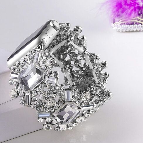 VIQIV Bling Bands Compatible with Apple Watch Band 38mm 40mm 41mm 42mm 44mm 45mm 49mm Iwatch Series SE 9 8 7 6 5 4 3 2 Ultra, Diamond Rhinestone Dressy Metal Wristband Strap for Women in Saudi Arabia