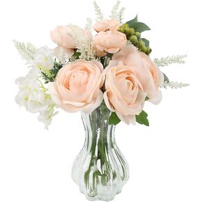 زهور مزيفة في مزهرية الزهور الاصطناعية ديكور طاولة القهوة ، زهور فو في مزهرية ، ترتيبات الزهور النباتات الصناعية الزهور الحريرية للديكور المنزل ديكورات مركزية داخلية (زرقاء بيضاء) in Kuwait