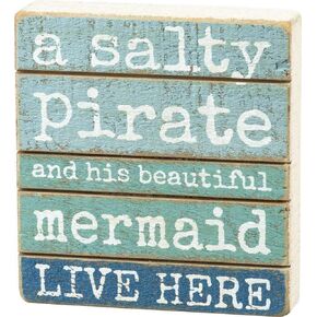 Primitives by Kathy Slat Block Sign-Salty Pirate, 4x4.5 inches, Mint, Teal in Saudi Arabia