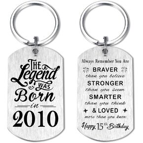 Yobent 15th Birthday Gifts for Him Boys Men 2010, Happy 15th Birthday Keychain, 15 Year Old Bday Gifts for Her Women, The Legend was Born in 2010 in Saudi Arabia