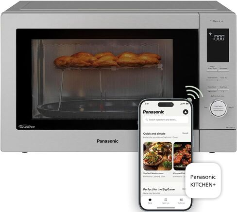 Panasonic HomeChef 4-in-1 Countertop Microwave Air Fryer Combo, Time-Saving 20 Presets + App-Linked Recipes, 1000W 1.2 cu ft Inverter Multi Oven & Convection Tech – NN-CV87QS Stainless Steel in Saudi Arabia
