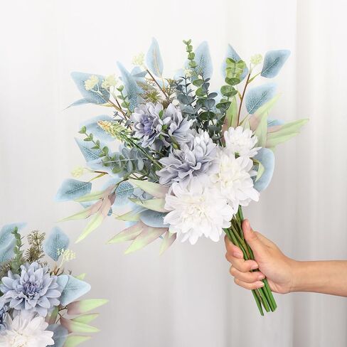 Fake Flowers in Vase Artificial Flowers Coffee Table Decor, Faux Flowers in Vase, Flower Arrangements Artificial Plants Silk Flowers for Home Decor Indoor Centerpiece Table Decorations (Blue White) in Kuwait