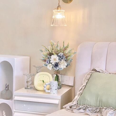 Fake Flowers in Vase Artificial Flowers Coffee Table Decor, Faux Flowers in Vase, Flower Arrangements Artificial Plants Silk Flowers for Home Decor Indoor Centerpiece Table Decorations (Blue White) in Kuwait