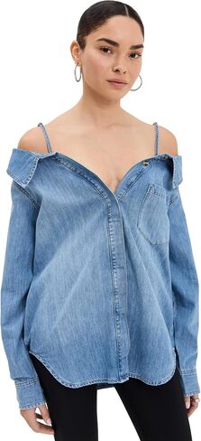 Indigo772 Denim Off-Shoulder Shirt by good american in Saudi Arabia