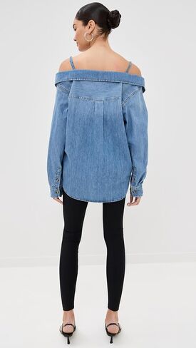 Indigo772 Denim Off-Shoulder Shirt by good american in Saudi Arabia