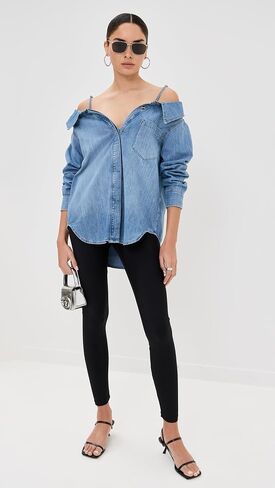 Indigo772 Denim Off-Shoulder Shirt by good american in Saudi Arabia