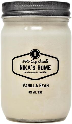 Nika's Home Oatmeal Milk-n-Honey Soy Candle 12oz Mason Jar Non-Toxic White Soy Candle-Hand Poured Handmade, Long Burning 50-60 Hours Highly Scented All Natural, Clean Burning Candle Gift Décor in Saudi Arabia