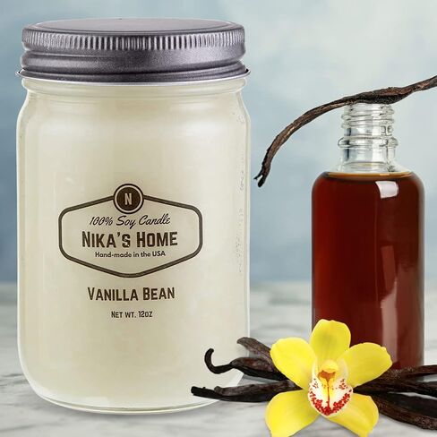 Nika's Home Oatmeal Milk-n-Honey Soy Candle 12oz Mason Jar Non-Toxic White Soy Candle-Hand Poured Handmade, Long Burning 50-60 Hours Highly Scented All Natural, Clean Burning Candle Gift Décor in Saudi Arabia