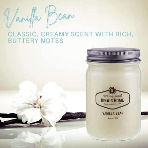 Nika's Home Oatmeal Milk-n-Honey Soy Candle 12oz Mason Jar Non-Toxic White Soy Candle-Hand Poured Handmade, Long Burning 50-60 Hours Highly Scented All Natural, Clean Burning Candle Gift Décor in Saudi Arabia