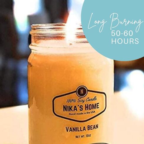 Nika's Home Oatmeal Milk-n-Honey Soy Candle 12oz Mason Jar Non-Toxic White Soy Candle-Hand Poured Handmade, Long Burning 50-60 Hours Highly Scented All Natural, Clean Burning Candle Gift Décor in Saudi Arabia