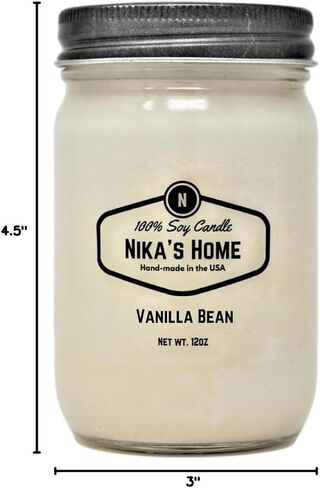 Nika's Home Oatmeal Milk-n-Honey Soy Candle 12oz Mason Jar Non-Toxic White Soy Candle-Hand Poured Handmade, Long Burning 50-60 Hours Highly Scented All Natural, Clean Burning Candle Gift Décor in Saudi Arabia